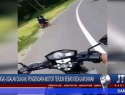 Berita Video : Ugal-Ugalan di Jalan, Pengendara Motor Terjun Bebas ke Sawah