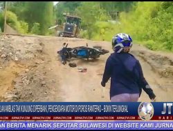 Berita Video : Jalan Amblas Tak Kunjung Diperbaiki, Membuat Pengendara Motor di Poros Rantepao – Bokin Terjungkal