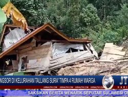 Berita Video : Longsor di Kelurahan Tallang Sura’ Timpa 4 Rumah Warga
