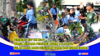 Berita Video : Peringati HUT TNI Ke-79, Warga & Personel Kodim 1414/Tator Gelar Karya Bakti Bersihkan Pasar dan Rumah Ibadah