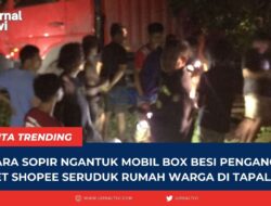 Gegara Sopir Ngantuk Mobil Box Besi Pengangkut Paket Shopee Seruduk Rumah Warga di Tapalang