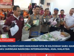 Satnarkoba Polrestabes Makassar Sita 10 Kilogram Sabu, Amankan 107 Pelaku Jaringan Narkoba Internasional Asal Malaysia