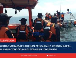 Tim Basarnas Makassar Lakukan Pencarian 3 Korban Kapal KLM Asia Mulia Tenggelam di Perairan Jeneponto
