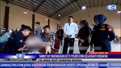 Berita Video : Sambut HUT Bhayangkara Ke-79, Polres Gowa Gelar Bakti Kesehatan, 150 Anak Ikuti Sunatan Massal