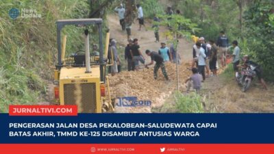 Pengerasan Jalan Desa Pekalobean–Saludewata Capai Batas Akhir, TMMD ke-125 Disambut Antusias Warga