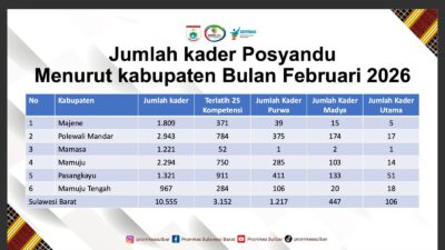 10.555 Kader Posyandu Sulbar Jadi Garda Terdepan Pelayanan Terpadu bagi Masyarakat 