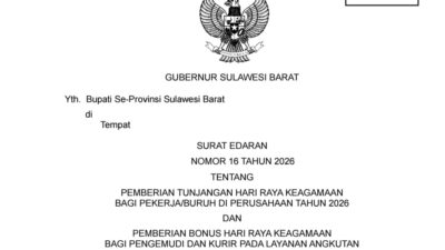 Pemprov Sulbar Terbitkan Surat Edaran Pemberian THR dan BHR untuk Ojek Online dan Kurir 