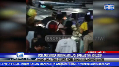 Berita Video : Mobil Truk Mundur Dipendakian Mallaga Enrekang Timpa Mobil Zenia, 4 Orang Luka, 1 Tewas Ditempat, Proses Evakuasi Berlangsung Dramatis