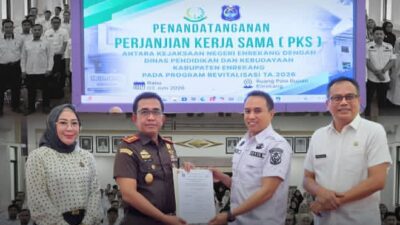 Kejari Enrekang dan Disdikbud Teken PKS Revitalisasi SD-SMP Tahun 2026, Sekda Enrekang Apresiasi Pendampingan Hukum