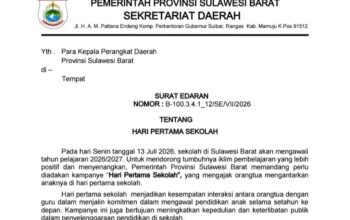 Hari Pertama Masuk Sekolah Pemprov Sulbar Beri Dispensasi ASN Antar Anak ke Sekolah